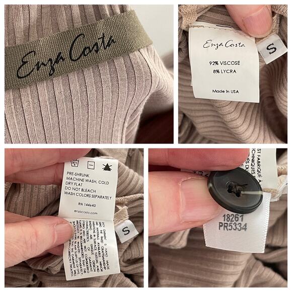 Enza Costa Womens Viscose Rib Cardigan Midi Long Sleeve Dress NEW Sz S Oatmeal - Picture 10 of 10